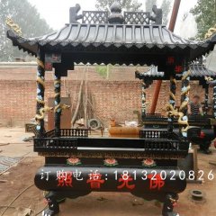 方形鐵香爐雕塑，寺廟鐵香爐雕塑