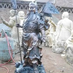 關(guān)公持刀雕塑，武圣人銅雕