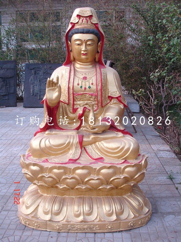 觀音銅雕，彩繪觀世音銅雕