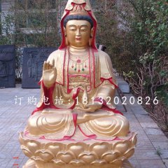 觀音銅雕，彩繪觀世音銅雕