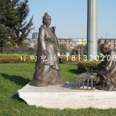 孔子學(xué)琴銅雕，校園景觀銅雕