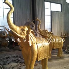 象鼻向上的大象銅雕，廣場(chǎng)大象銅雕