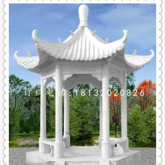 漢白玉六角石涼亭，公園涼亭石雕