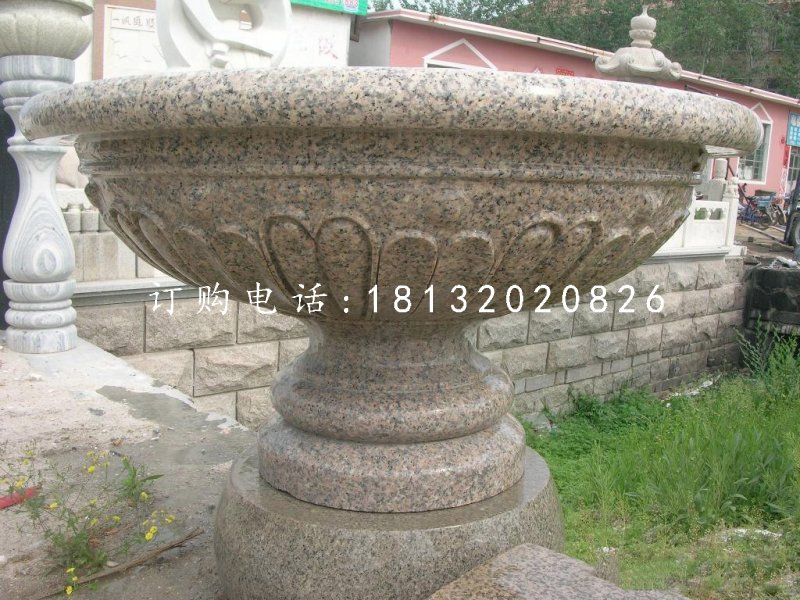花崗巖花盆雕塑，石雕花缽