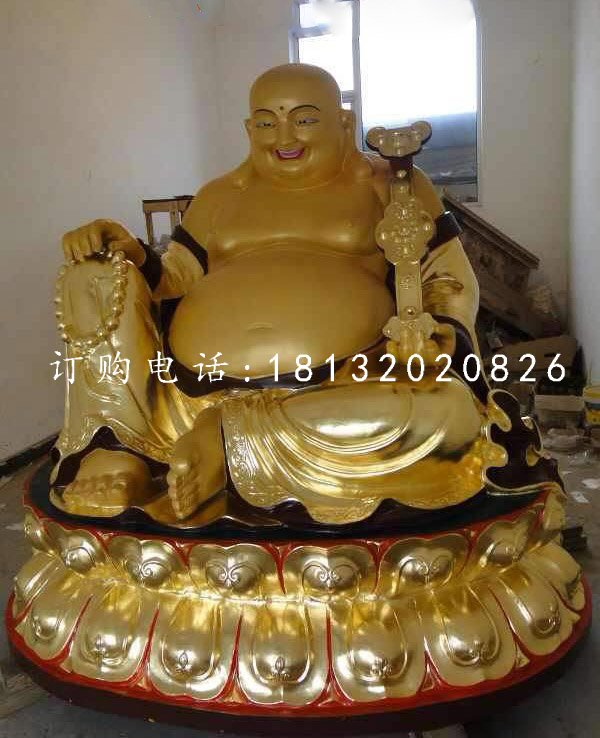 如意彌勒佛銅雕，坐式銅彌勒佛