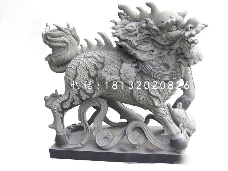 吉祥神獸石雕，青石麒麟