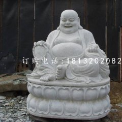 坐式彌勒佛石雕，漢白玉彌勒佛雕塑