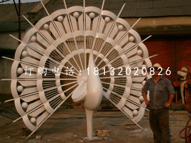 不銹鋼孔雀開屏雕塑，不銹鋼抽象動物雕塑