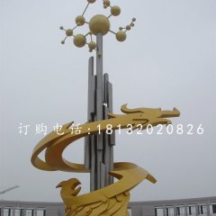 不銹鋼龍騰雕塑，不銹鋼企業(yè)雕塑