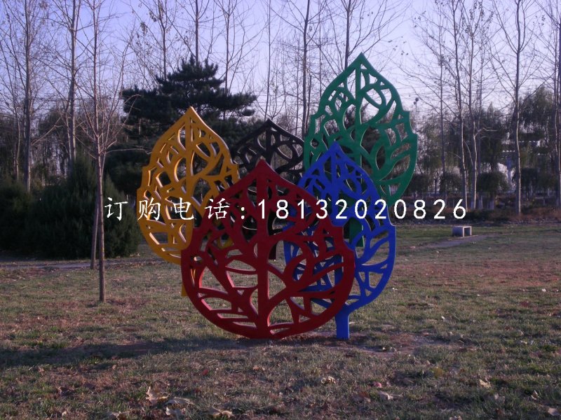 不銹鋼樹(shù)葉雕塑，公園不銹鋼雕塑