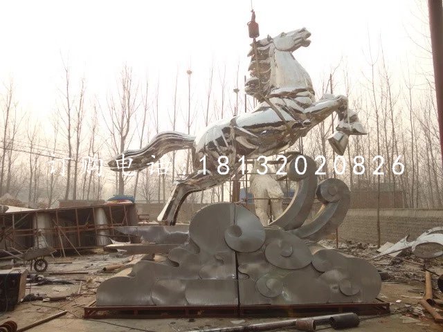 馬踏祥云雕塑，不銹鋼動(dòng)物雕塑