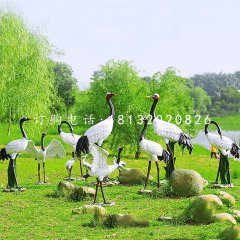 玻璃鋼丹頂鶴，仿真動物雕塑，公園景觀雕塑