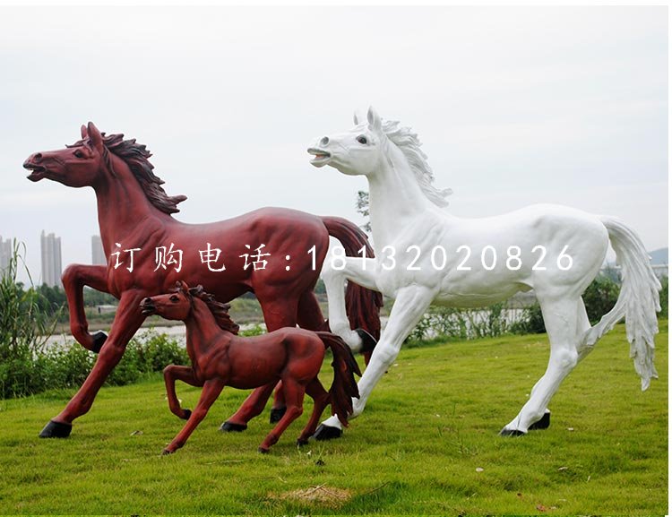 玻璃鋼奔馬，公園仿真動物雕塑