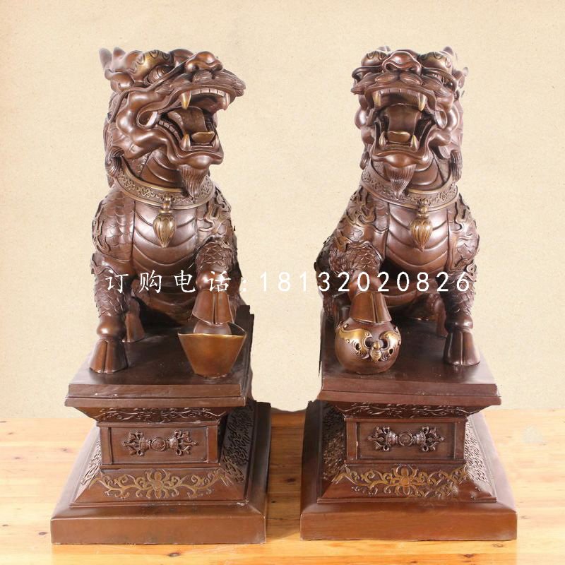 踩球麒麟銅雕，古代神獸銅雕 (3)