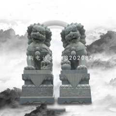 大理石踩球北京獅，看門獅子雕塑