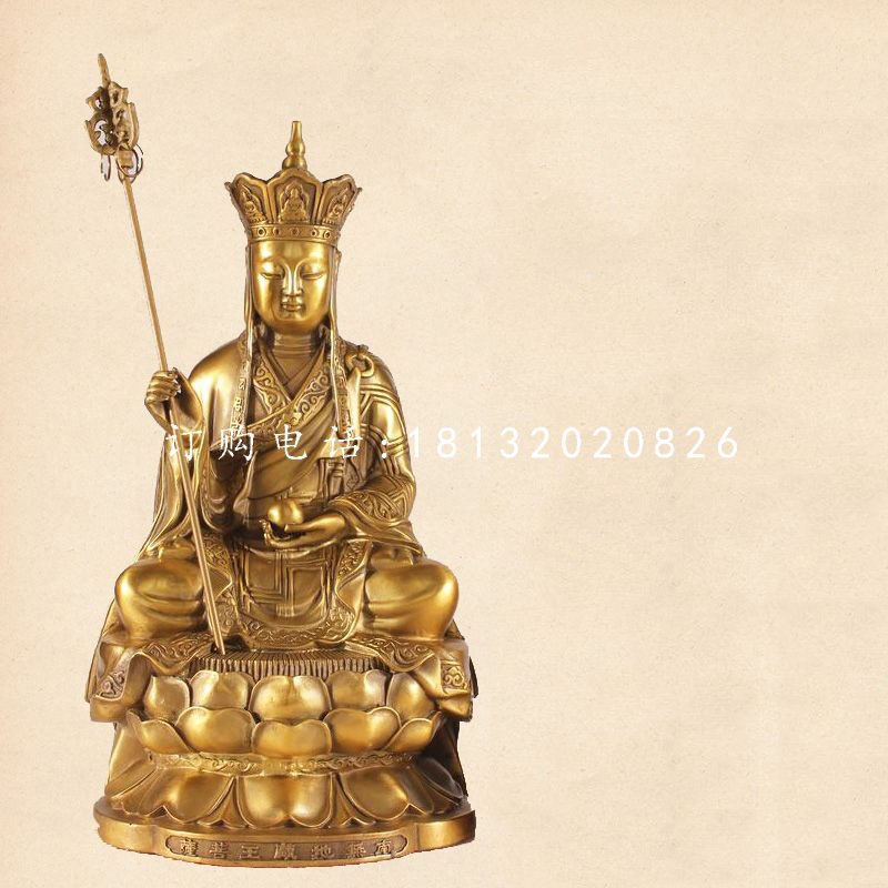 坐式地藏菩薩銅雕，寺廟佛像銅雕