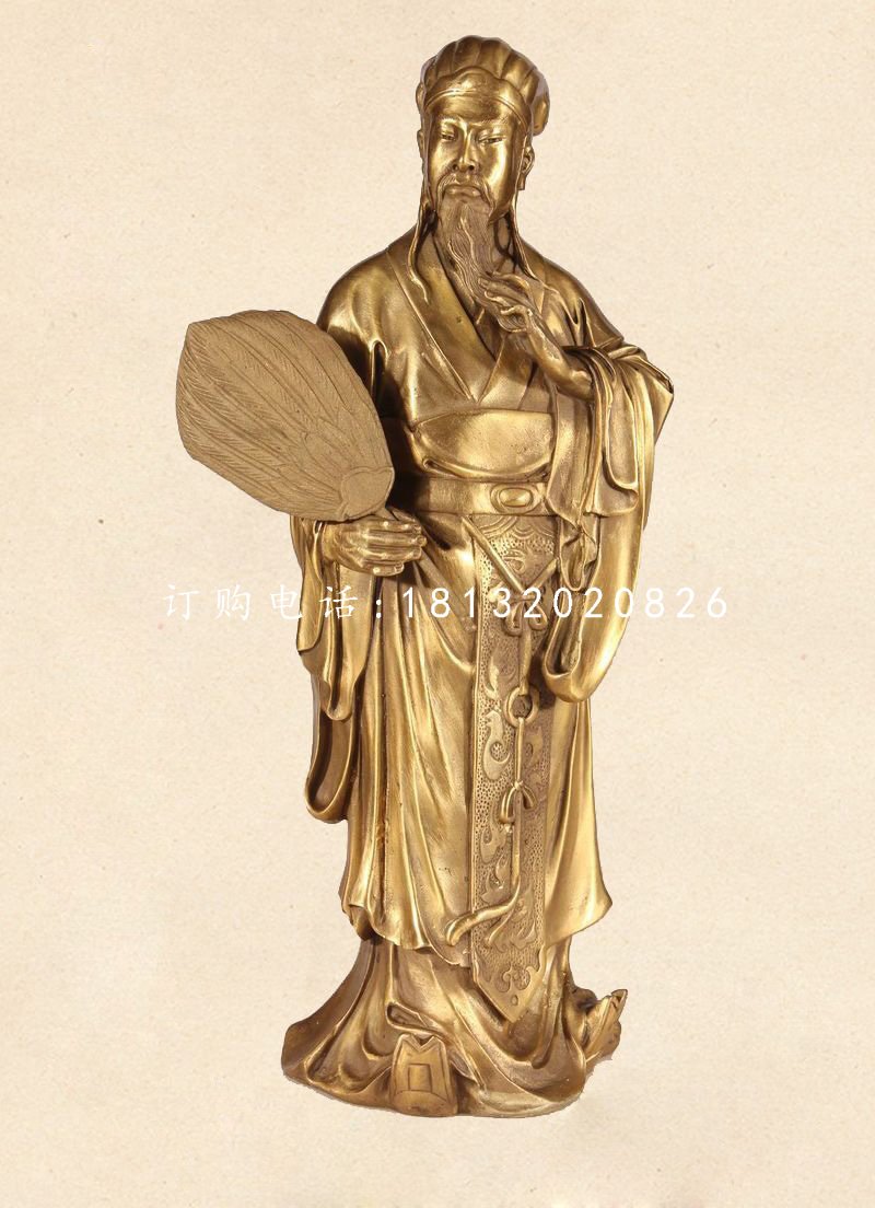 諸葛亮銅雕，古代名人銅雕 (3)