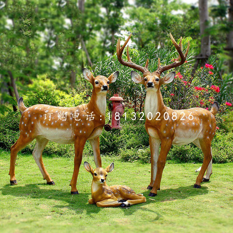 仿真梅花鹿雕塑，玻璃鋼仿真動(dòng)物，公園動(dòng)物雕塑 (6)