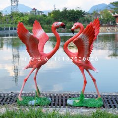 仿真火烈鳥雕塑，玻璃鋼動(dòng)物擺件