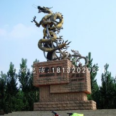 不銹鋼蛟龍出海，城市景觀雕塑