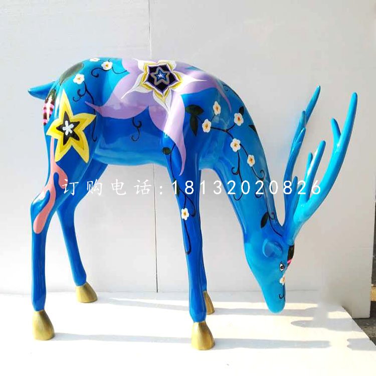 玻璃鋼彩繪梅花鹿商場(chǎng)動(dòng)物雕塑