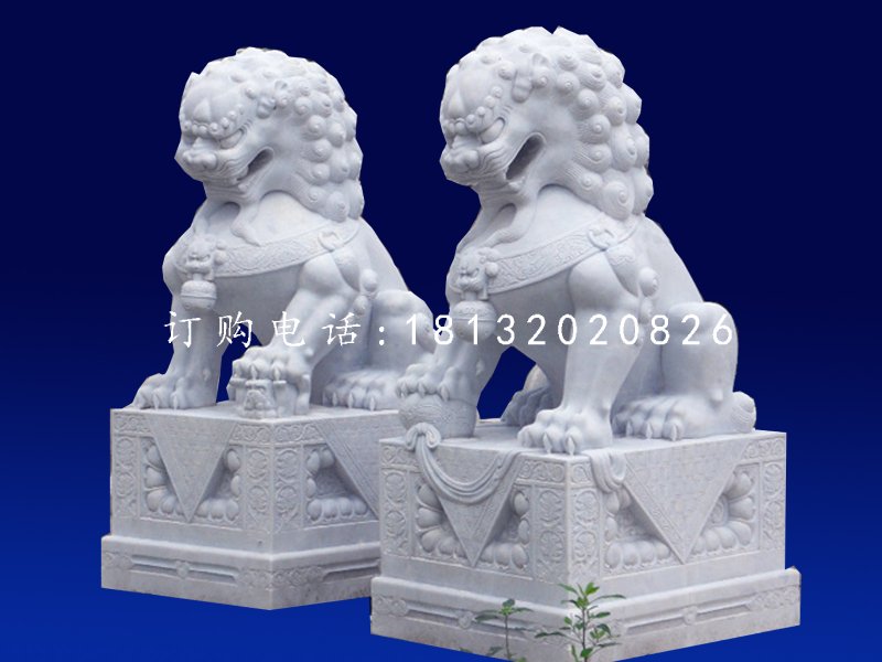 北京獅石雕,漢白玉看門(mén)石雕