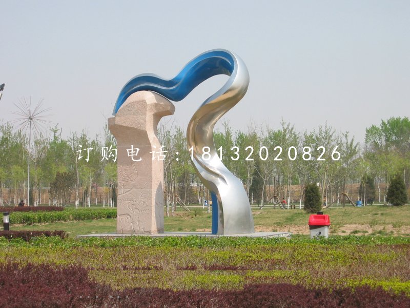 不銹鋼抽象彩帶雕塑，公園不銹鋼雕塑