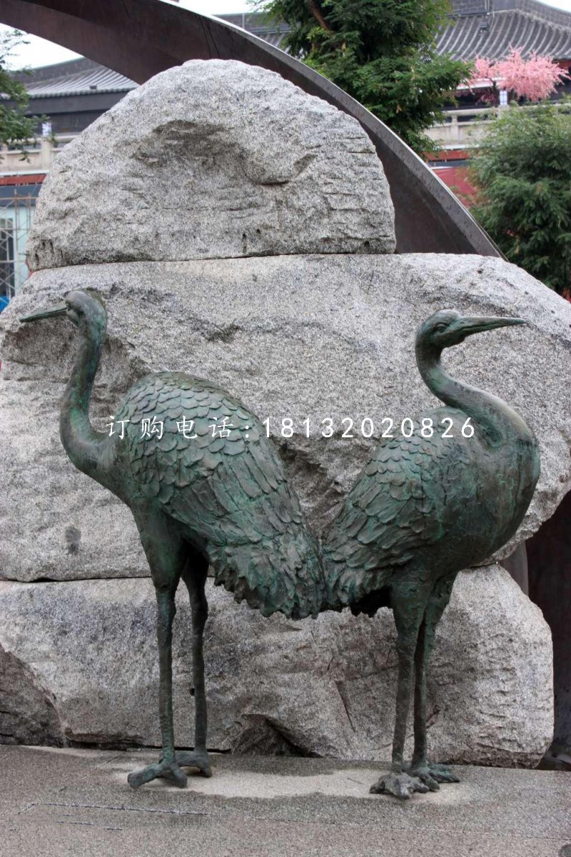 青銅仙鶴雕塑 動物銅雕 公園景觀銅雕