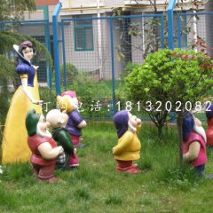 白雪公主七個(gè)小矮人雕塑，玻璃鋼卡通人物