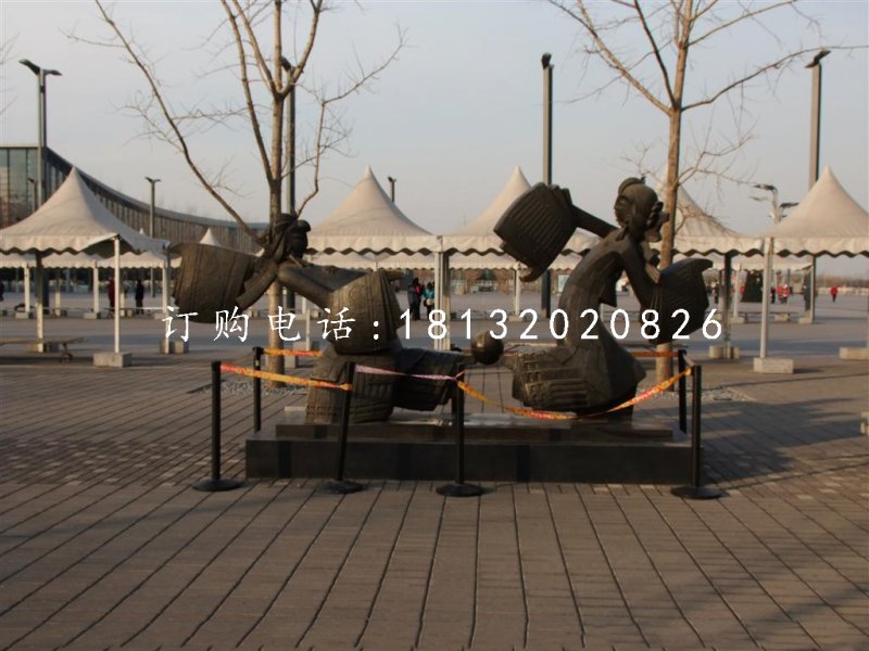皮影戲人物銅雕,公園景觀銅雕