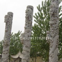 盤(pán)龍柱石雕，廣場(chǎng)石雕龍柱