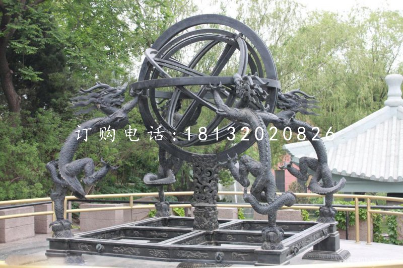 廣場(chǎng)渾天儀雕塑 古代天文儀器銅雕 (5)