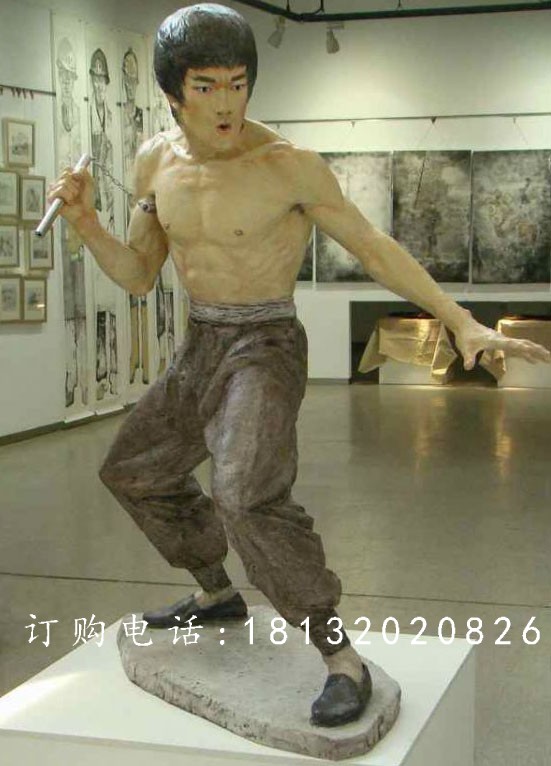 李小龍雕塑，玻璃鋼電影明星雕塑
