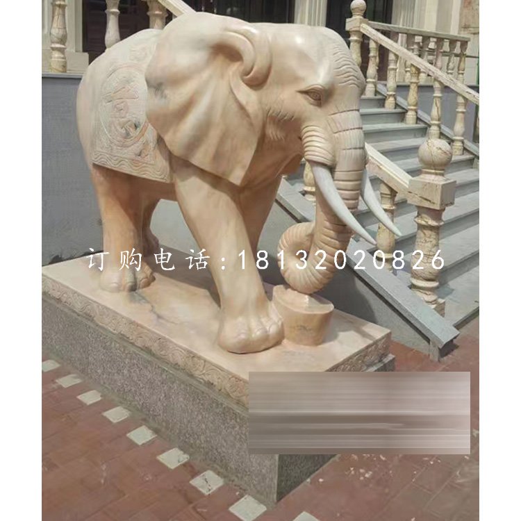 晚霞紅大象石雕，動(dòng)物石雕 (3).jpg