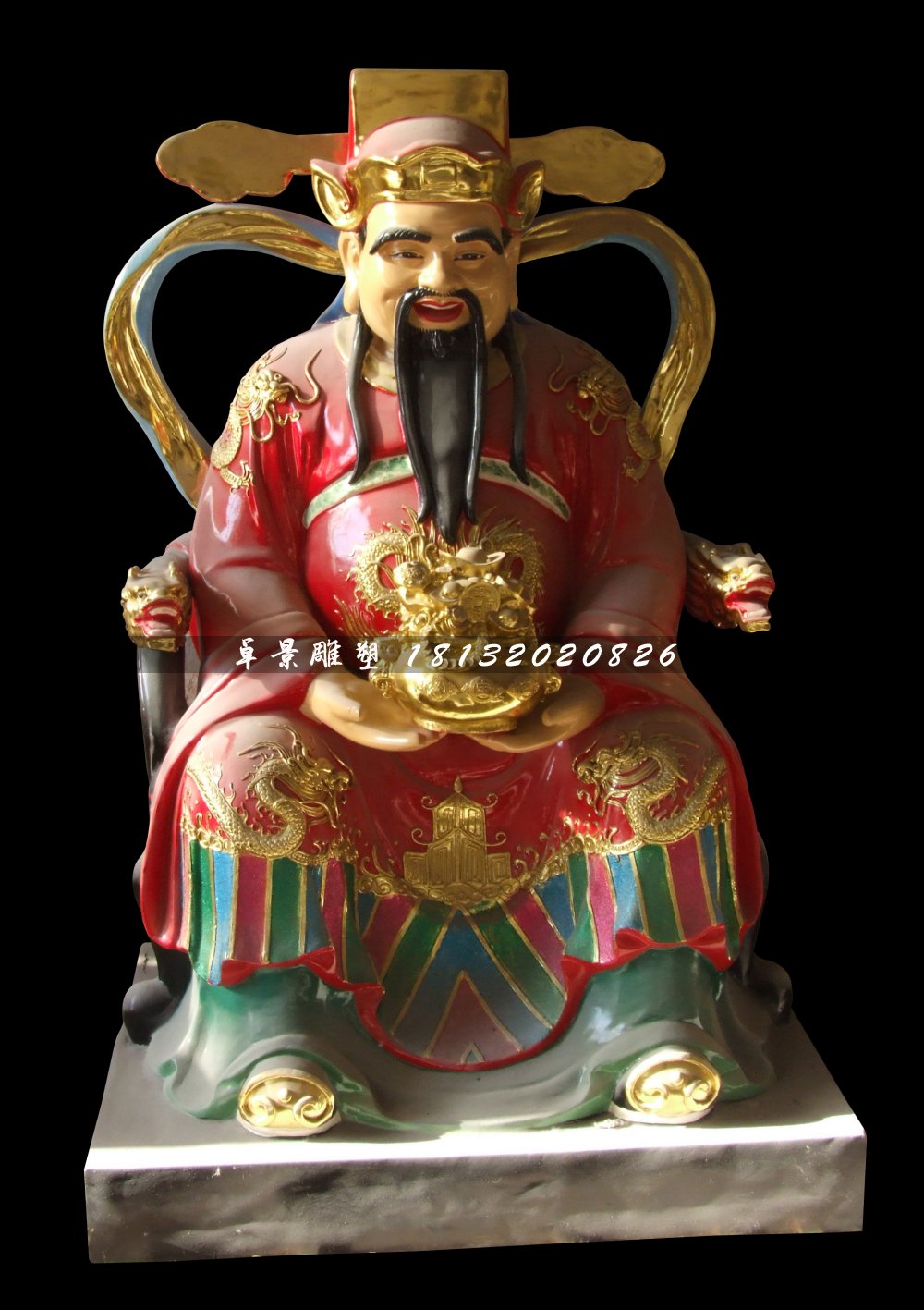 文財神雕塑，玻璃鋼彩繪神仙雕塑.jpg