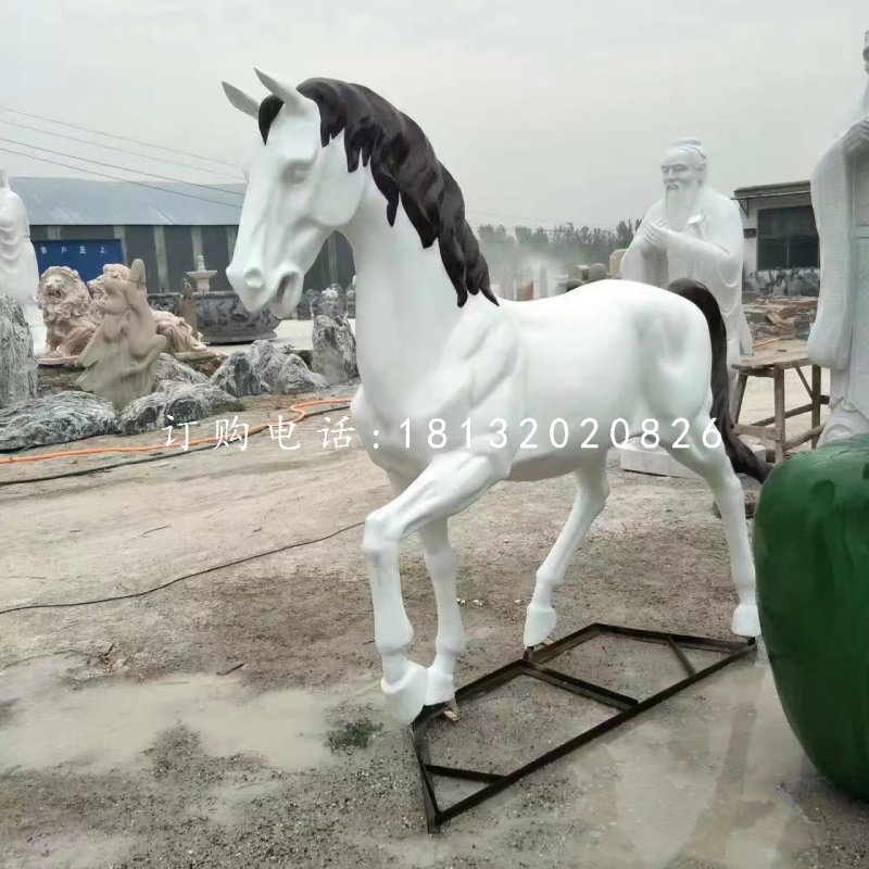 玻璃鋼白馬雕塑，動(dòng)物雕塑