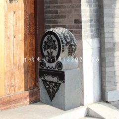 門墩石雕，青石抱鼓石