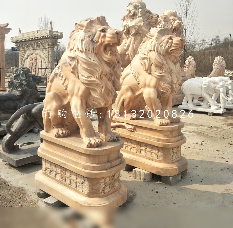 西洋獅石雕，歐式石雕獅子