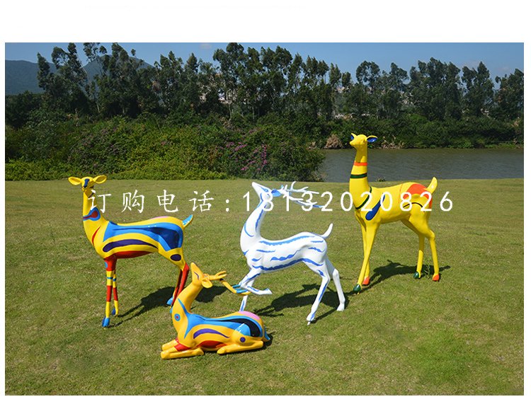 玻璃鋼彩繪鹿，公園小鹿擺件 (2).jpg