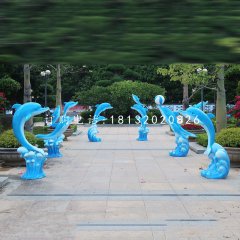 玻璃鋼海豚雕塑，動物擺件