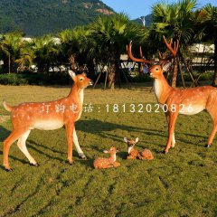 仿真梅花鹿擺件，玻璃鋼景觀動物擺件