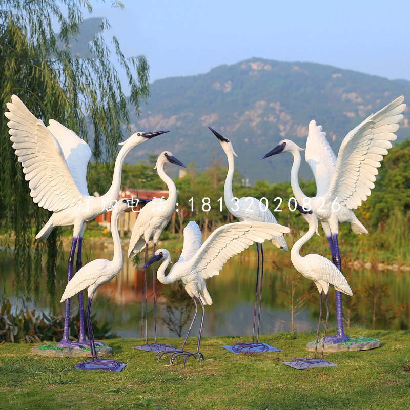 白鷺雕塑，公園玻璃鋼仿真動物 (3).jpg