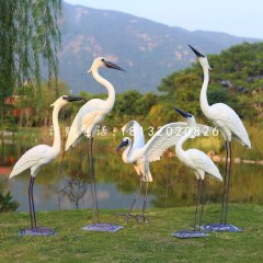 白鷺雕塑，公園玻璃鋼仿真動物