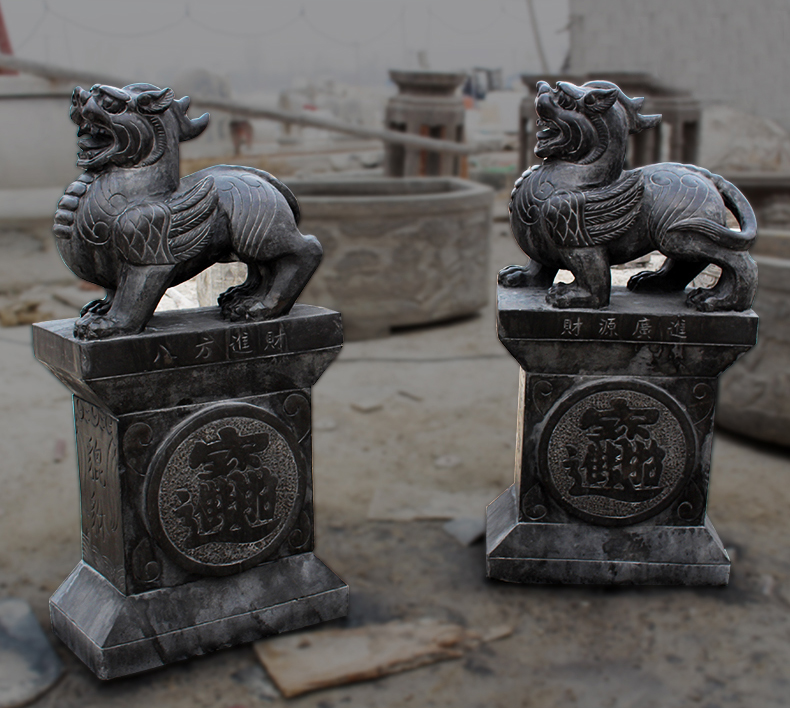 八方進(jìn)財石雕，仿古貔貅雕塑