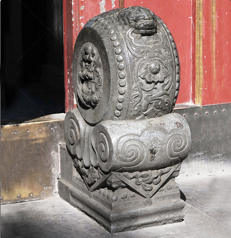 仿古石門墩，寺廟抱鼓石