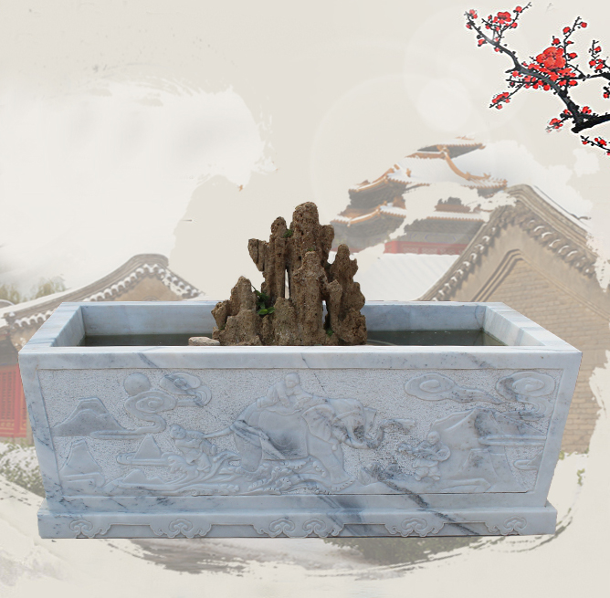 大理石魚缸，園林景觀石雕