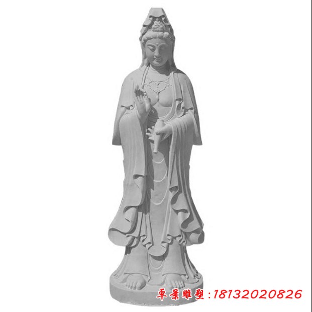 灑水觀音石雕，漢白玉觀音菩薩[1]