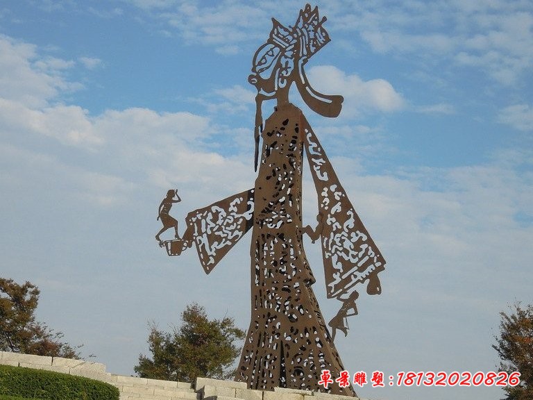 皮影人物雕塑，不銹鋼景觀雕塑