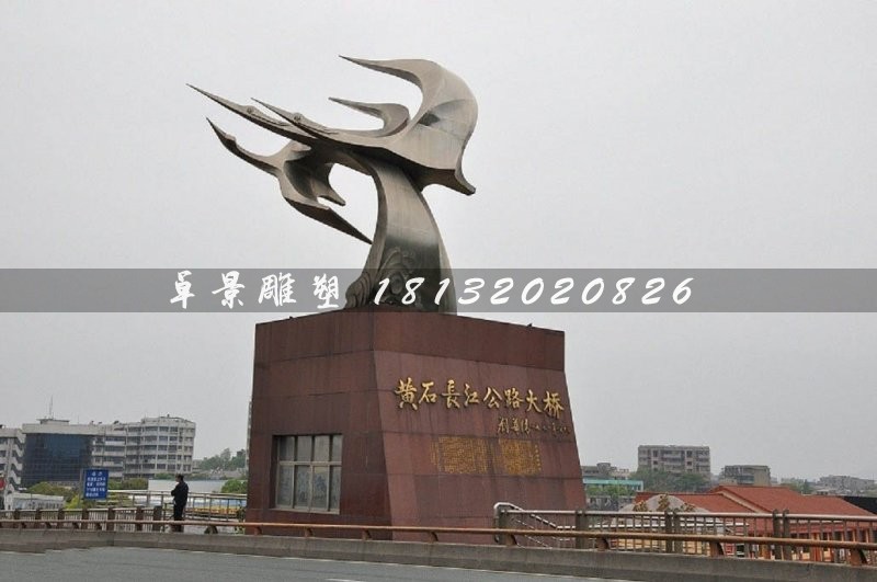 不銹鋼海鷗和海浪，城市不銹鋼雕塑