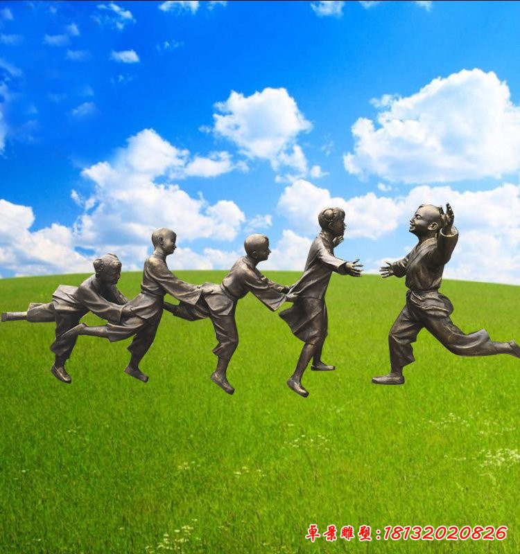 玻璃鋼仿銅人物雕塑，老鷹捉小雞雕塑 (1)[1][1]
